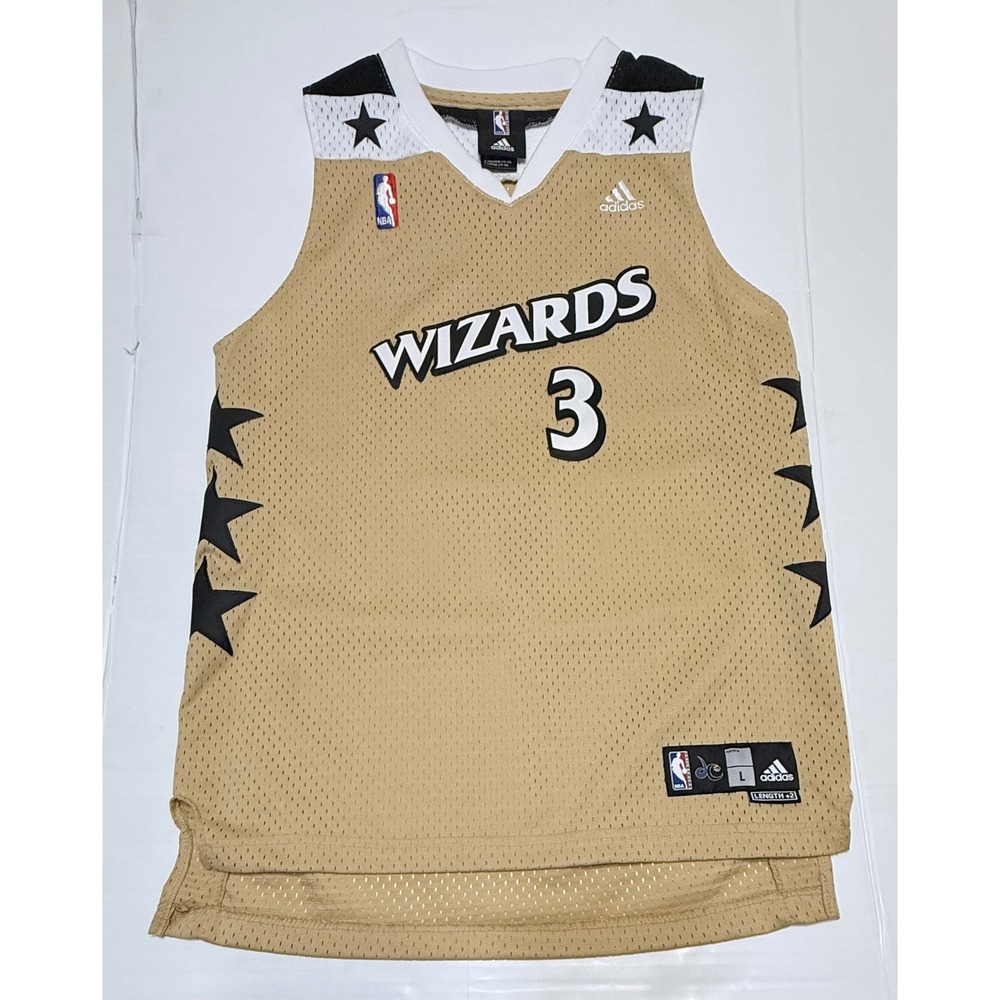 Adidas Washington Wizards Caron Butler 3 Gold Jersey Youth Large NBA Basketball